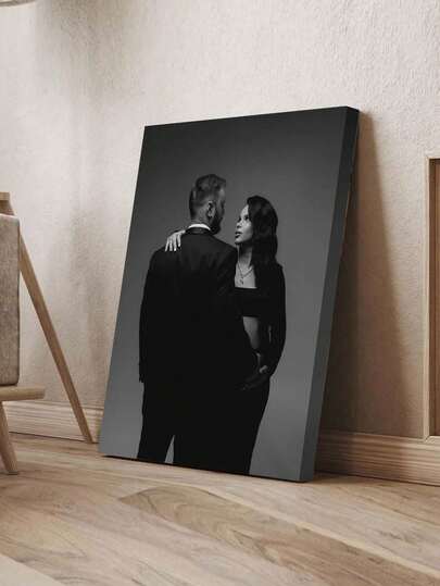 1pc Customizable Framed Canvas Poster, Personalize With Your Photo, Cherished Memories & Favorite Moments, Perfect Gift For Friends & Family, Wall Art Home Decor, Personalized Canvas Framed, Valentine Day Decor Waterproof For Anniversaries