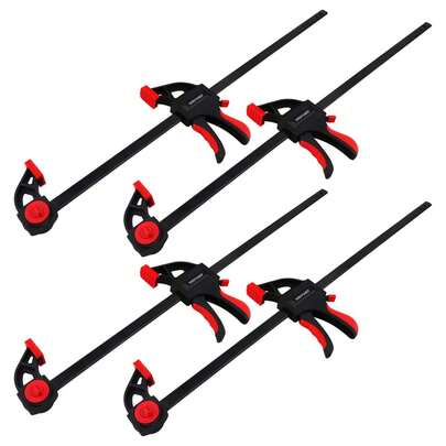IsEasy Bar Clamps Set 4PCs, MAXPOWER 24"/600mm Quick Grip Ratchet F Clamps, 31-1/2"/800mm Spreader Clamp, Quick Release And One-Handed Clamp Set For Woodworking And DIY Projects