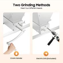 Professional Manual Grain Mill Grinder - Adjustable Carbon Steel Rollers (0-2.5mm) For Uniform Grinding, 4L Large Capacity Hopper, Hand Crank Wheat & Coffee Crusher For Home Kitchen & Brewing - 銀色 - 查看 6