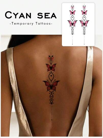 Un tatuaje temporal de San Valentín, estilo Y2K, mariposa colorida, diseño sexy para la pierna, resistente al agua, resistente al sudor, lavable, no reflectante, para brazos y hombros. Adecuado para individuos, dura de 3 a 5 días.