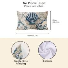 1pc Summer Retro Ocean Shell Decorative Pillow Case, Single-Sided Printed Peach Velvet Material, 30*50cm/40*60cm Cushion Cover Suitable For Room Decor, Modern Minimalist Sofa, Living Room Decor, Party Decor, Gift - Multicolor - View 11