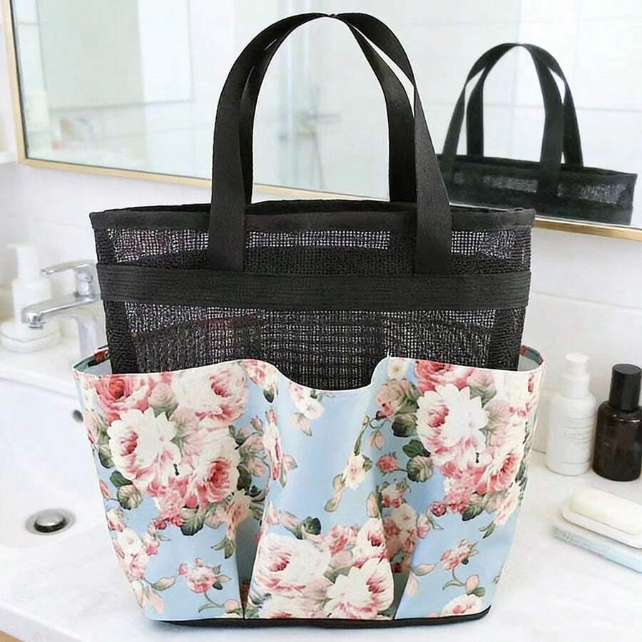 Large Capacity Floral Pattern Toiletry Organizer Bag, Foldable Design For Easy Storage And Space Saving - Multicolor - View 1