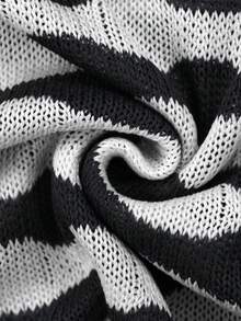 Bộ đồ dệt kim 2 món dành cho nữ, kiểu dáng thanh lịch thường ngày với áo cổ bẻ kẻ sọc và quần dài, thích hợp cho mùa tựu trường, xuân/hè, cũng phù hợp cho các dịp lễ hội Giáng sinh, Lễ Tạ ơn và Năm mới (Họa tiết kẻ sọc ngẫu nhiên) Màu đen - màu đen - Xem 6