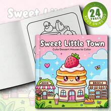 Sách tô màu Sweet Little Town với các họa tiết dễ tô, nổi bật với các nhân vật động vật đáng yêu, hoàn hảo để thư giãn và giết thời gian, món quà tuyệt vời cho bạn bè, các cặp đôi và gia đình, quà tặng Ngày của Mẹ, quà cho mẹ, quà tựu trường, đồ dùng học tập - Cửa hàng bánh kẹo - Xem 2