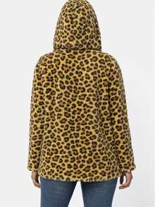 Women's Teddy Animal Print Hooded Jacket – Leopard Style With Fur Pockets - Everyday Wear - ONZA - Ver 2