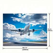 1 Piece Aviation Theme Airport Runway Background Cloth With Realistic Airplane Pattern, Durable Tapestry, Suitable Airplane Party Decoration, Airport Background, Event Setup, No Ironing Needed, 2D Flat Surface, Decoration - Nhiều màu - Xem 8