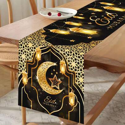 1/2 chiếc khăn trải bàn Eid Mubarak, đồ trang trí nhà cửa cho lễ Ramadan, đồ trang trí nhà cửa cho lễ Eid Al-Adha Eid Al-Fitr Kareem