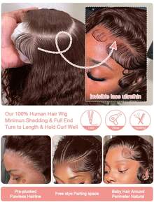 KGIFH 30 Inch Chocolate Brown Deep Wave Lace Front Wigs Human Hair 250 Density 13x6 HD Lace Frontal Wigs 100% Brazilian Virgin Curly Human Hair Wig Brown Colored Glueless Human Hair Wigs For Women Pre Plucked With Natural Hairline - S4 - Xem 7