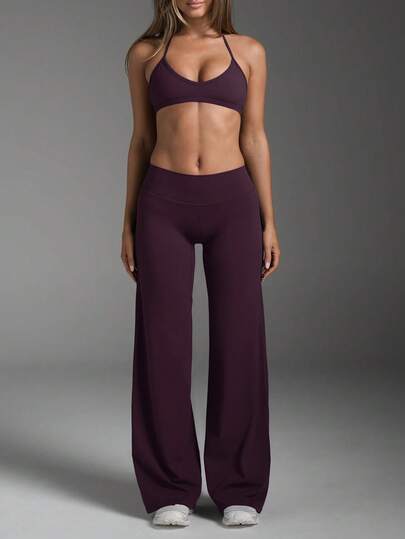 Pantalones acampanados de unicolor, ajustados y elegantes para el trabajo, ideales para el transporte y el deporte, para primavera