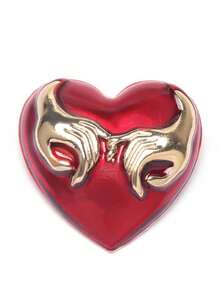 1枚箭形穿刺心形油滴胸针，时尚百搭的心形胸针 - 紅色 - 查看 7