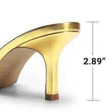 2026 New Summer Style Women Kitten Heel Mule Sandals, Casual Open Toe Slip-On Heeled Sandals For Daily, Dressy & Casual Occasions - 金色 - 查看 8