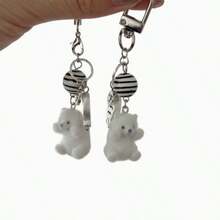 Glacier Series Pendant, Flocked Cartoon Polar Bear Keychain Pendant, 3D Cute Ins Bag Charm Gift - Multicolor - View 6