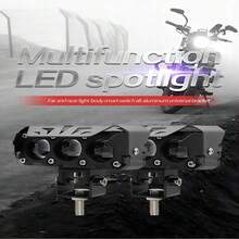 2pcs 80w Dual Color LED Auxiliary Lights For Car Motorcycle, 3 Eye Throw Lights - A - View 7