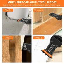 5pcs High Carbon Steel Oscillating Multitool Blades | 44mm Arc Edge, Sharp Wear-Resistant Fast Cutting Blades For Wood, Plastic, Metal - Black With Titanium Coating And Laser Engraving - 5Pcs - View 7