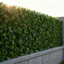 6片装优质人造常春藤隐私围栏板 - 逼真的绿色叶片，易于安装，逼真的户外塑料绿植屏风，配有简易面板和底座，全天候耐用花园墙，适用于阳台、泳池围栏，低维护成本，全年装饰，春季主题全年装饰，人造绿植，户外人造植物 - 綠色 - 查看 9