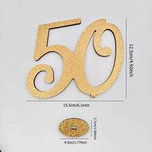 1pc Shiny Gold Number "50" Desk Plaque, Elegantly Designed And Crafted, Versatile For 50th Anniversary, Birthday Or Milestone Celebrations To Infuse Golden Charm. The Multifunctional Nature Of This "50" Desk Plaque Is Another Key Feature. - View 5