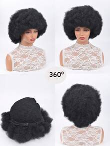 5-Inch African Wig Explosion Head, Micro Rolled Full Head Cover, Synthetic High-Temperature Silk Short Curly Hair Role-Playing Head Cover, Natural Wig - Multicolor - View 9