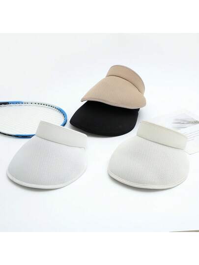 1pc Women's Soft Solid Color Visor Cap, Minimalist Casual Versatile Baseball Cap, Breathable For Outdoor Sports, Vacation And Commute, Adjustable Sun Hat, Suitable For Daily And Holiday Use, Hair Exposed