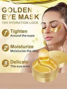 10/20/30片装黄金胶原蛋白海藻眼膜贴，7.5克/对，保湿滋润，改善眼部护理 - 金色 - 查看 2