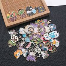 1pack Enamel Cat Charms Alloy Enamel Pendants Cute Animal Pendants Lovely Cute Kitty Charm For Bracelet DIY Necklace Earrings Keychain Dangle Craft Jewelry Making - Multicolor - View 4