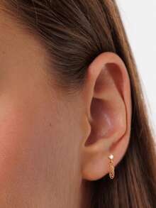 EleRunis 1件 925纯银链吊坠，内平底，耳骨/耳廓穿孔饰品，适合日常佩戴、婚礼、派对、订婚、周年纪念、情人节等场合。 - 金色 - 查看 9