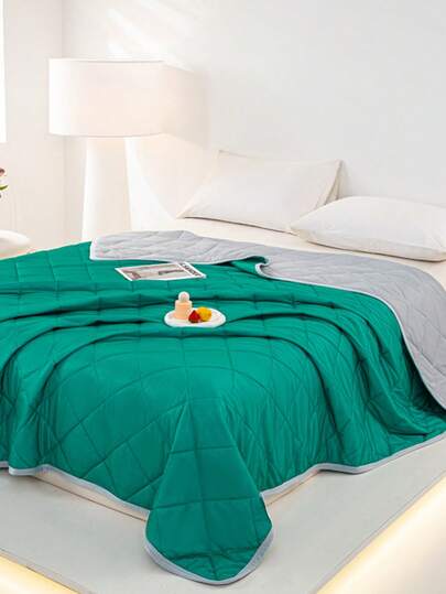 1件柔软舒适简约风格四季通用轻薄被子/毯子（不含枕套和床单），适用于单人/双人床、卧室、酒店、旅行、现代家居装饰，可机洗