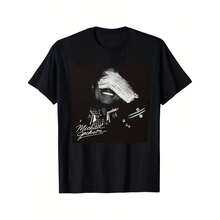 Vintage Women King Of Pop Music Legend Jacksonn Graphic Tee T-Shirt - Y2K Bootleg Oversized  Streetwear Cotton 80s Music Graphic Tees With Round Neck For Summer Shirts, Tops For Women, Men's T- - 彩色 - 查看 1