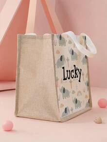 1 buah Tas Tangan Kecil Motif Panda & Gajah Kartun dengan Nama Kustom, Dapat Disesuaikan Sesuai Desain Unik Anda, Sempurna untuk Anak-anak, Cetak Nama Anda Sendiri atau Nama Saudara Perempuan dan Teman Sekelas sebagai Hadiah - MultiWarna - View 8