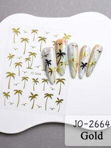 2/4 Sheets Summer Palm Tree Nail Art Stickers Holographic Tropical Vacation Nail Decals For DIY Nails - Multicolor - View 9