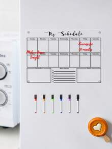 1pc Weekly Planner Magnetic Whiteboard, Transparent Acrylic Refrigerator Memo Board - I - View 4