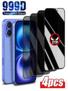 防震防窥钢化玻璃屏幕保护膜 4片装，兼容 11/12 Pro Max/13 Pro Max/14/15/16/16 Pro Max/17/17 Air/17 Pro/17 Pro Max，防刮花、防指纹、防碎裂、触感顺滑、易于安装、全覆盖，生日礼物 - 黑色 - 查看 38