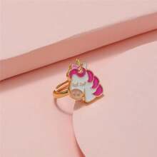 Anillos de dibujos animados para niñas, anillo ajustable coreano con flores y animales coloridos para hija, mariposa, dulces, anillos pequeños, regalos de Año Nuevo Kawaii 19PO - C073 - Ver 17