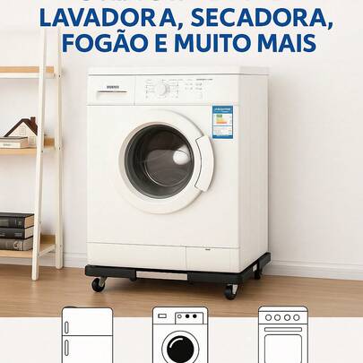 HAOSIN Suporte Móvel Ajustável Inox com Rodízios Omnidirecionais - Para Geladeira/Lavadora/Fogão (Resistente & Anti-Desgaste)