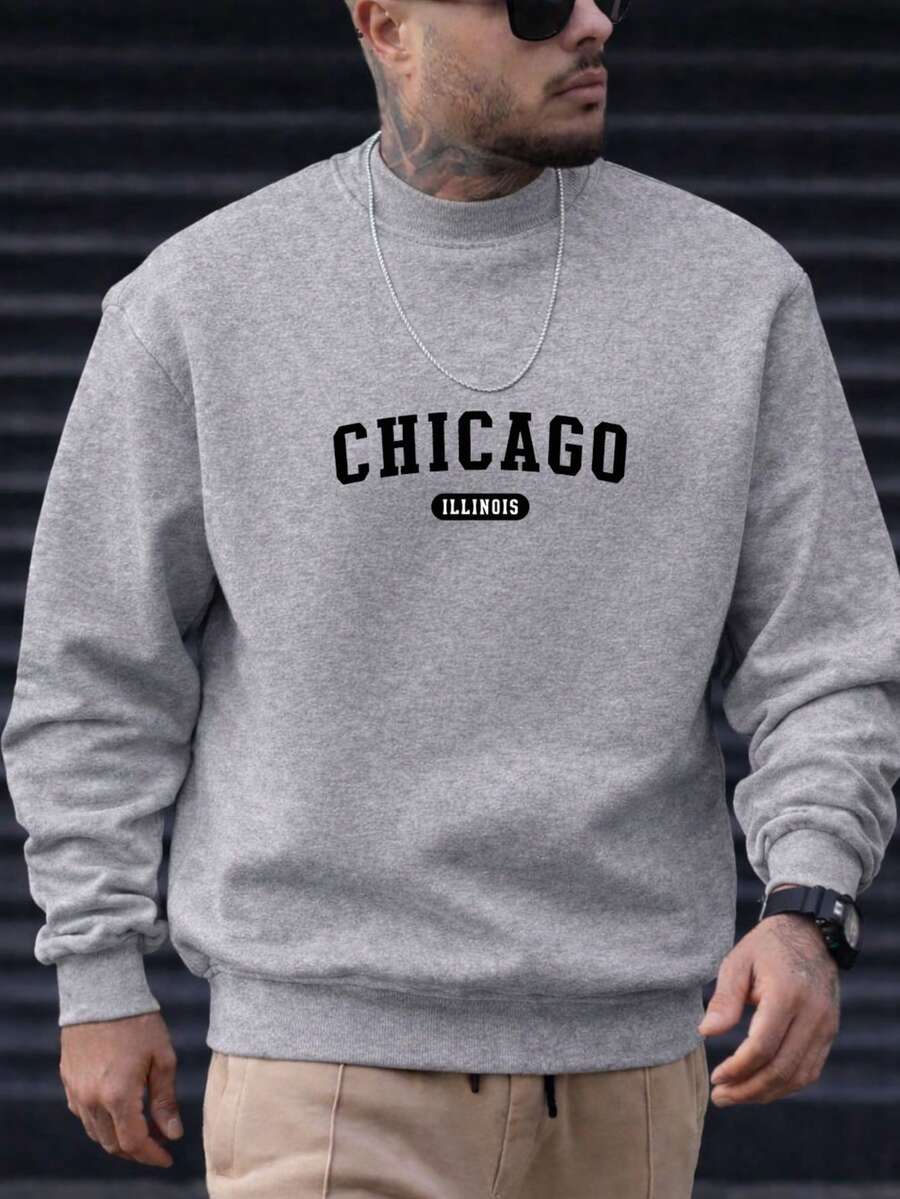 ZUKKER Men's Crew Neck Sweatshirt, Unisex Jacket, Cotton Sweater, Immediate Shipping, Comfortable, Various Colors, On - Grey - View 1