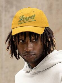 Embroidered Cap Brazil Urban Look Unisex Adjustable For Daily Use Gym Soccer World Cup Carnival Beach - Yellow - View 1
