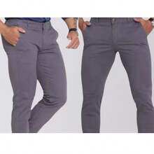 Men's Twill Pants With Elastane, Men's Elastane Pants, Smart Casual Pants With Welt Pockets, Elegant Tailored Pants, All Skinny, Formal And Evening, Photoshoot, Daily, Night, Going Out, Father's Day, MEN'S - 駝色 - 查看 2