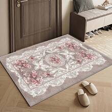 1pc Ins Style Pink Floral Pattern Carpet. Velvet Material, Approx. 850g Weight, 0.6cm Thickness, Wear-Resistant & Anti-Slip, Easy To Clean. Available In Multiple Sizes. Suitable For Kitchen, Living Room, Dining Room, Bedroom, Balcony, Bathroom, Study And Other Scenarios, An Ideal Choice For Home Decor. - Multicolor - View 9