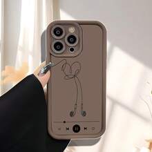 Music Player & Earphones Art Phone Case, For IPhone 17 16 15 14 13 12 11 XS XR X 7 8 Plus Pro Max, Protective Back Cover With Camera Protection - màu nâu - Xem 6