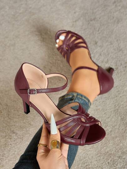 Women Twist Knot Stiletto Sandals Open Toe Ankle Strap Dress Heels Party Shoes