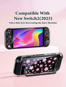 Ayotu 1 pièce Étui de protection transparent ultra-fin en TPU avec motif de fleurs de cerisier & pétales, compatible avec Switch OLED/Lite/New Switch2 (2025). Compatible avec le dock, sans retrait nécessaire. Résistant aux chocs & à la poussière. Plusieurs couleurs. Style romantique de printemps, style campagnard, Saint-Valentin, Nouvel An, saison de la rentrée scolaire. - Voir 10