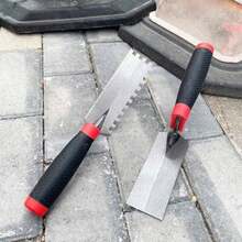 Juego de herramientas para azulejos de hormigón, paquete de 2 paletas de margen planas y cuadradas de acero al carbono, herramie - Ver 5