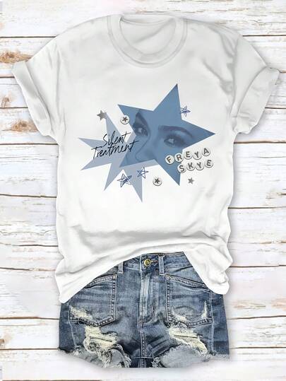 Silent Freya Skye T-Shirt| Casual Crew Neck, Slight Stretch Fabric, Alphabets Pattern, Regular Sleeve, All Seasons