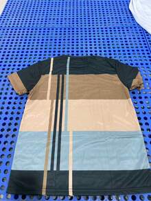 Camiseta divertida de rayas 3D para hombres - Camiseta casual de cuello redondo de poliéster, lavable a máquina - Multicolor - Ver 7