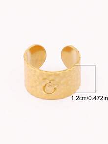 2 piezas de anillos abiertos de acero inoxidable chapados en oro de 18K, base de anillo de cadena redonda geométrica ancha para hacer joyas DIY y accesorios - anillo - Ver 6