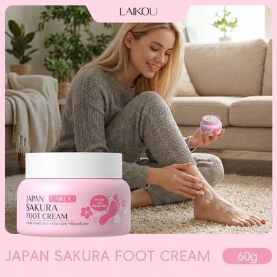 1支 LAIKOU 日本樱花修护足霜 60g，保湿修护足霜，适合所有肤质，是旅行、露营、徒步、户外护理的理想之选