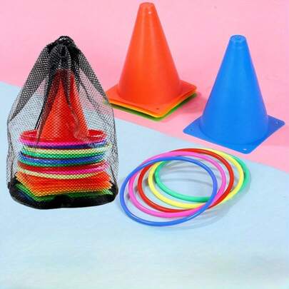 Set de 15 piezas de juguetes innovadores con forma de cubeta de helado para lanzar, diseñados para entrenamiento sensorial deportivo, que incluye cubetas con logotipos coloridos, adecuados para actividades al aire juegos interactivos de lanzamiento de conos