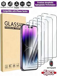 5pcs High Definition Tempered Glass Screen Protector, Compatible With Apple Devices, Anti-Scratch, Anti-Collision, Oleophobic Coating, Smooth Touch, Suitable Compatible With Apple X/XR/11/12/13/14/15/16/16Plus/16Pro/16ProMax/16e/17/17 Air/17 Pro/17 Pro Max Series - Clear - View 29