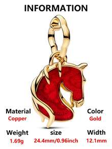 1件奢华独特马头串珠吊坠，可DIY手链/项链，礼品 - 彩色 - 查看 5