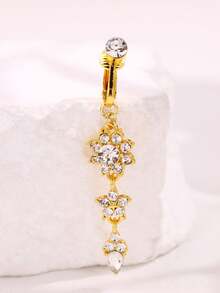 1 chiếc khuyên rốn hoa văn thanh lịch, gợi cảm, làm bằng thép không gỉ, đính đá tròn màu vàng, thích hợp cho các lễ hội, tiệc tùng, phụ kiện dành cho phụ nữ. - Nhiều màu - Xem 3