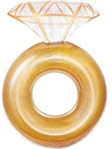 Pool Floats, Inflatable Ring Pool Float, Large Engagement Ring Floatie For Bachelorette Party, Swim Tube River Lake Wedding Bride Stagette Decor Fun Raft For Adults, Gold/White/Pink - 1 gói - Xem 6